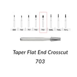 SS White Carbide Bur Taper/Flat End Cross Cut Fissure