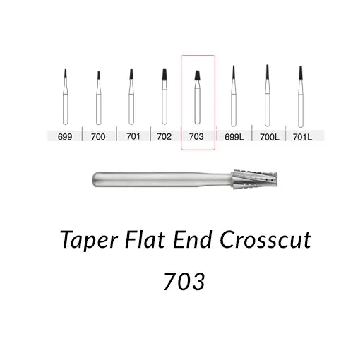 SS White Carbide Bur Taper/Flat End Cross Cut Fissure