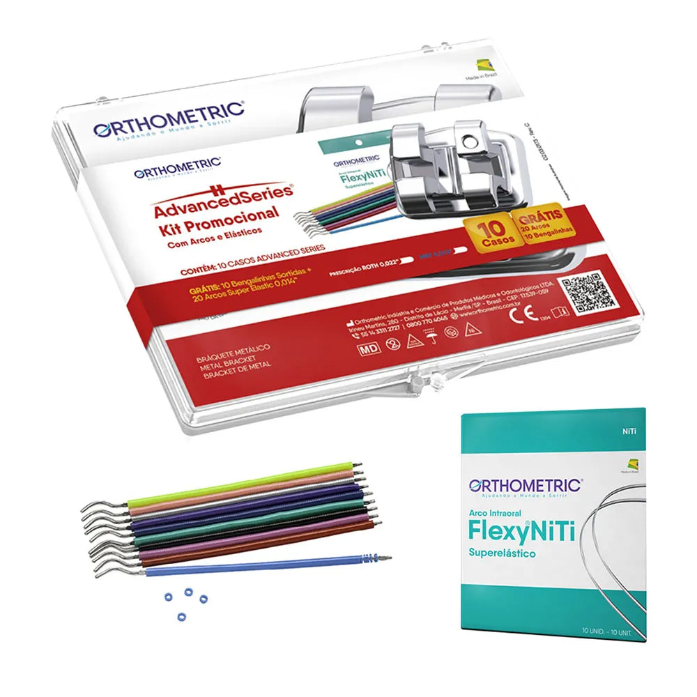 OrthoMetric Advanced Series Metal Bracket Promotional Kit MBT 022 - 10 Cases + Archwires + Stick Ligatures (10.11.2802)