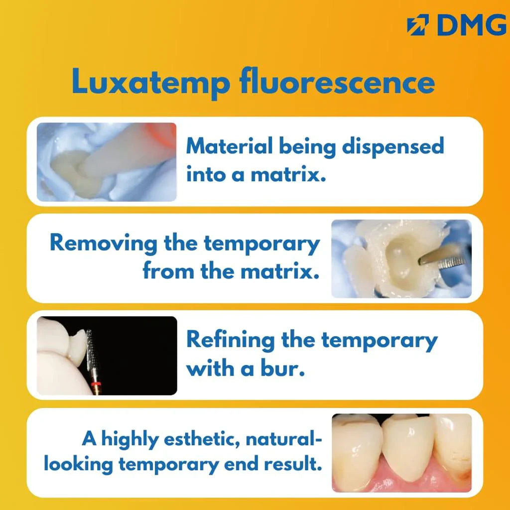 DMG LuxaTemp Fluorescence - (10:1) BisAcrylic Temporary Crown and Bridge Material