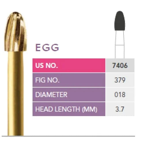 Prima Dental Trimming And Finishing Egg Bur (7406) - 12 Blade