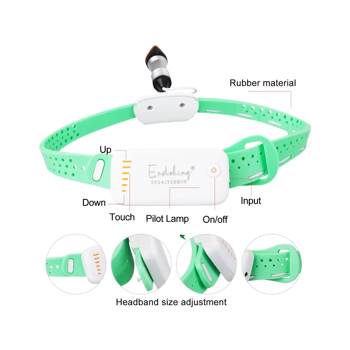 Endoking LED Headlights with Silicone Headband