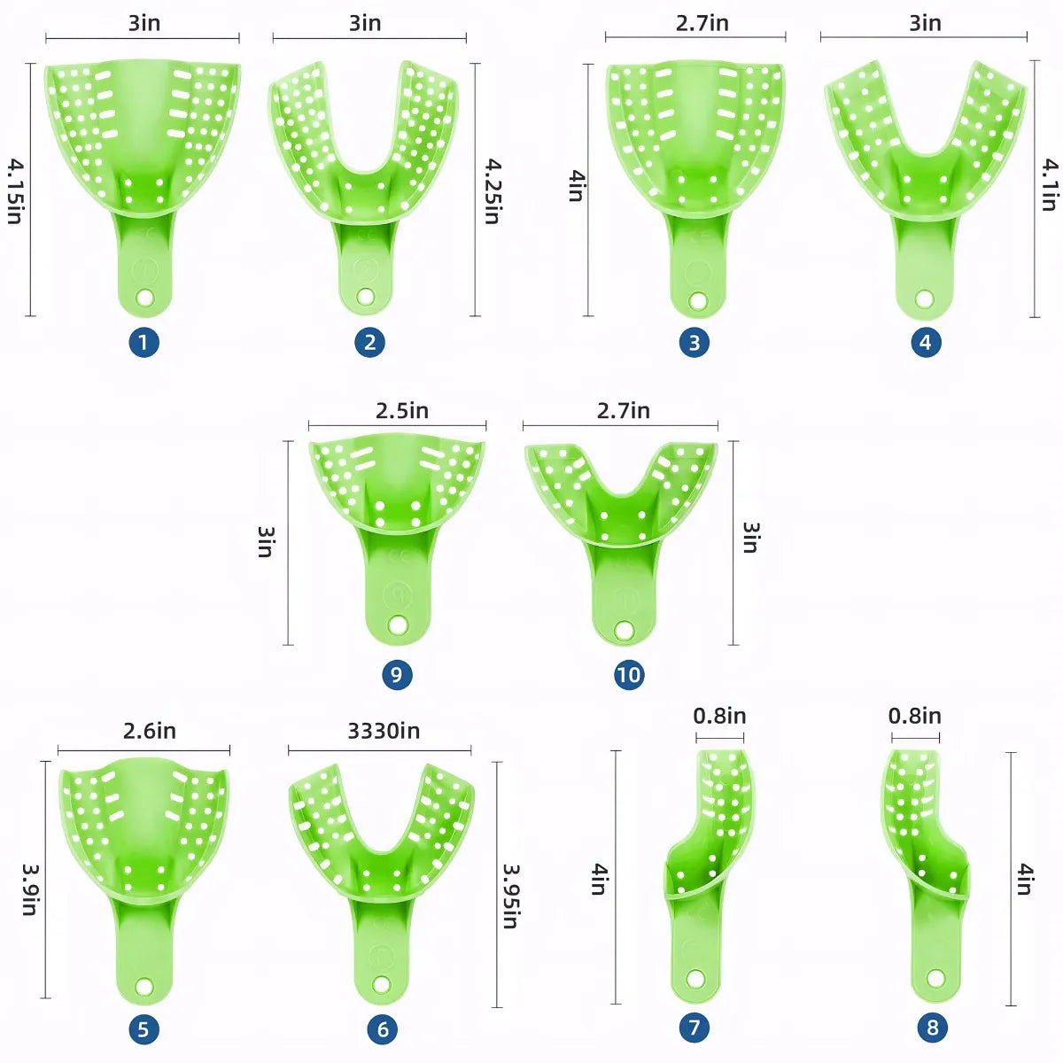 Cotisen Autoclavable Impression Trays (Set of 10)