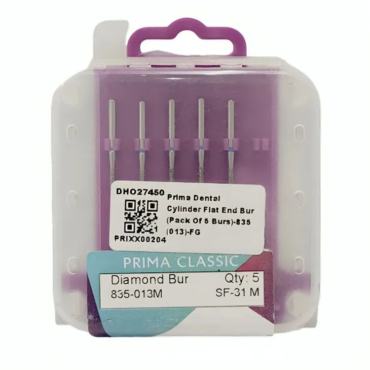Prima Dental Cylinder Flat End Bur (Pack Of 5 Burs)