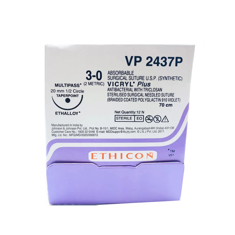 Ethicon Vicryl Plus # 3-0 Absorbable Violet Braided Suture