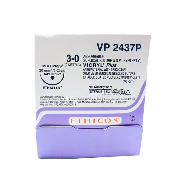 Ethicon Vicryl Plus # 3-0 Absorbable Violet Braided Suture