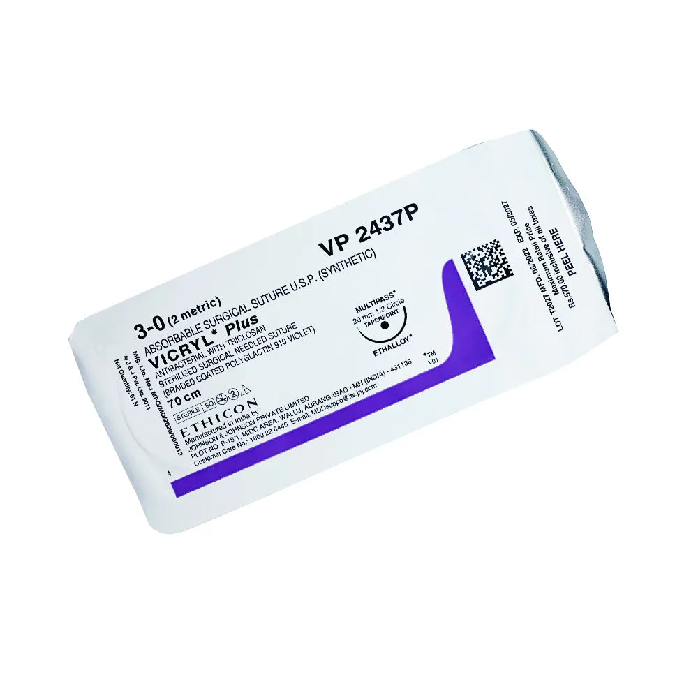 Ethicon Vicryl Plus # 3-0 Absorbable Violet Braided Suture