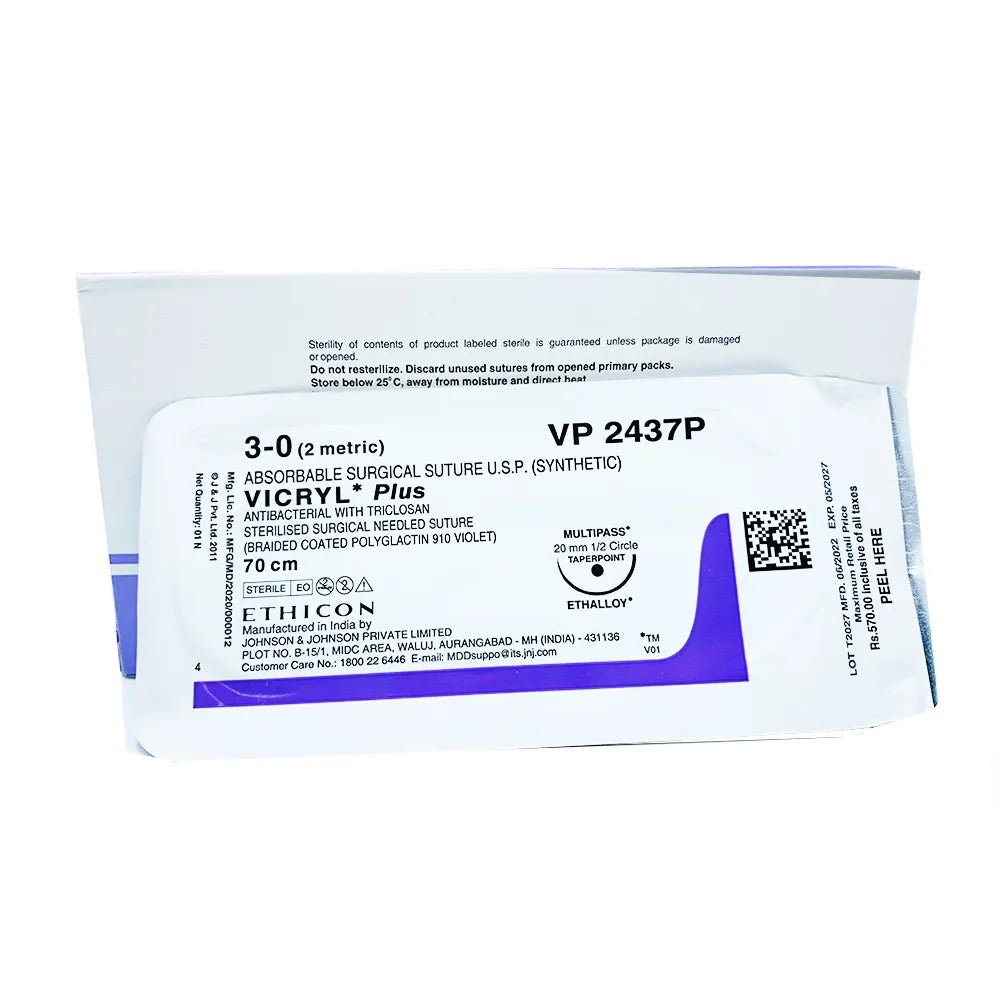 Ethicon Vicryl Plus # 3-0 Absorbable Violet Braided Suture